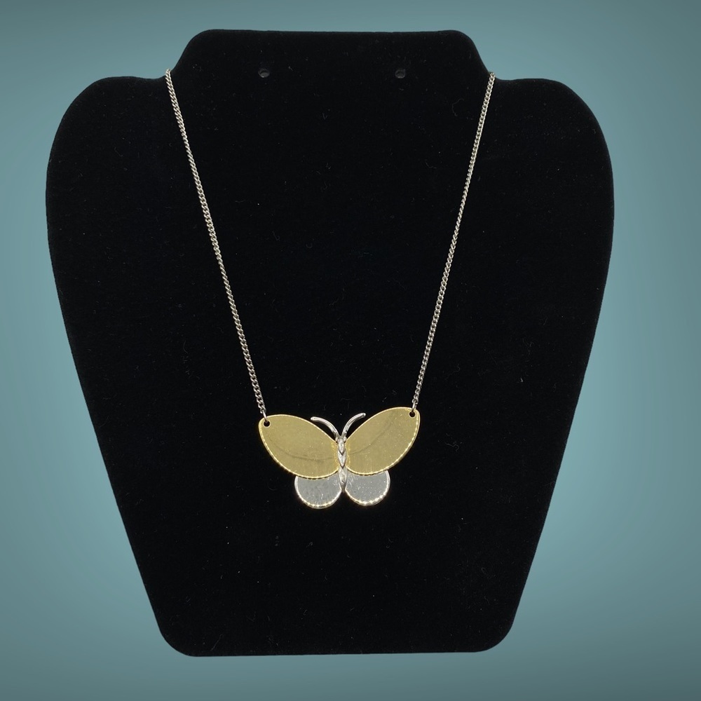 AVON Butterfly Necklace Vintage Mixed Metals